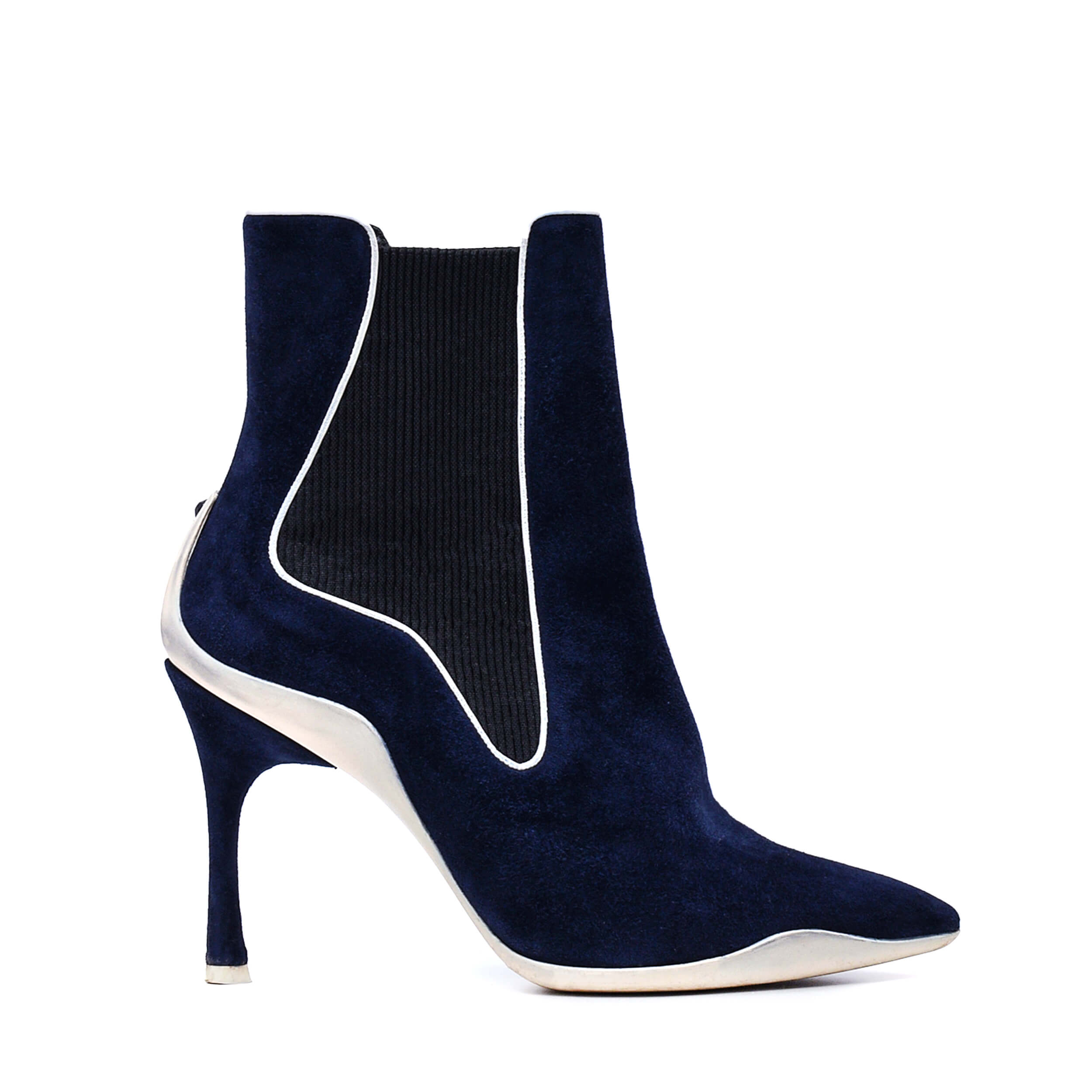 Rene Caovilla - Navy Blue Suede Ankle Boots 38